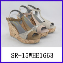 La sandalia vendedora caliente del wadge calza las sandalias 2015 de la señora de las sandalias del verano de las señoras